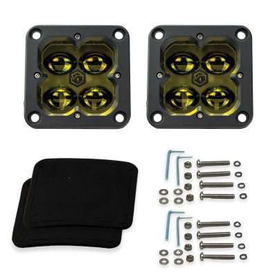 FNG SAE 3 Inch 20W Fog Light Pods With Flush Mount Amber DOT/SAE Pair Vivid Lumen