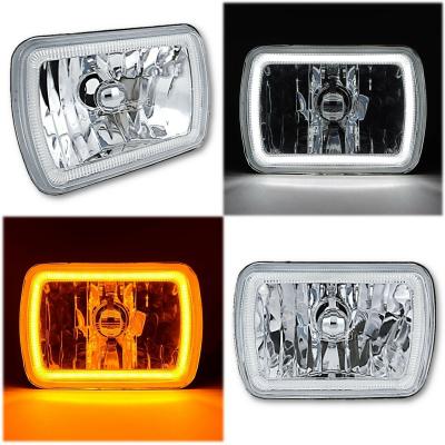 7x6 Inch Switchback White LED Halo DRL Amber Turn Signal Angel Eye H4 Headlight Pair Octane Lighting