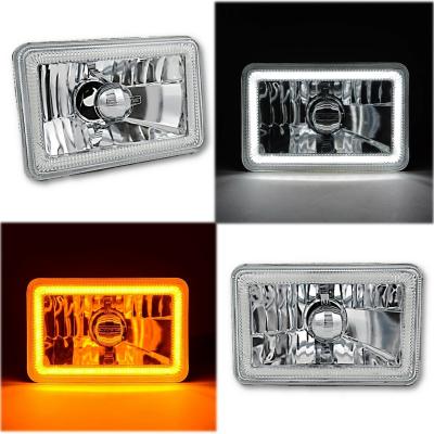 4x6 Inch Switchback White / Amber LED Halo DRL Turn Signal Headlight Lamp Bulb Pair Octane Lighting