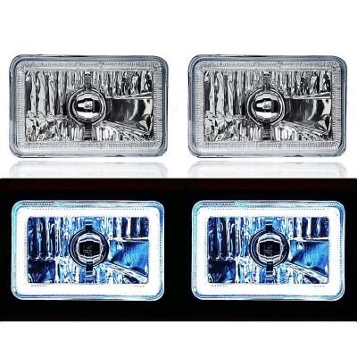 4X6 White LED COB Halo Crystal Glass/Metal Headlight Light Bulb Headlamp Pair Octane Lighting