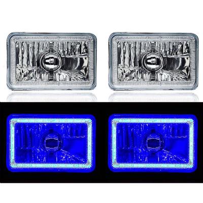4X6 Blue LED COB Halo Crystal Glass/Metal Headlight Light Bulb Headlamp Pair Octane Lighting