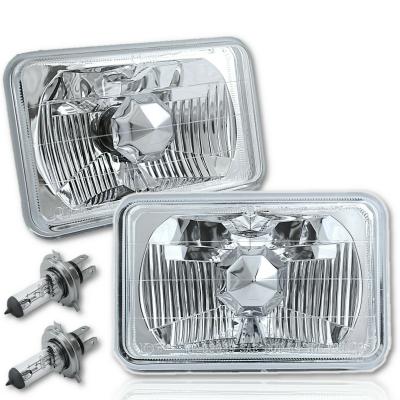 4X6 Halogen Semi Sealed H4 Headlight Headlamp Bulbs Diamond Crystal Clear Pair Octane Lighting