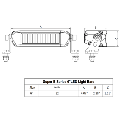 Super B Series 6 Inch Driving-Fog-Amber Strobe Light Bar DOT/SAE 2 Bars With Harness Vivid Lumen