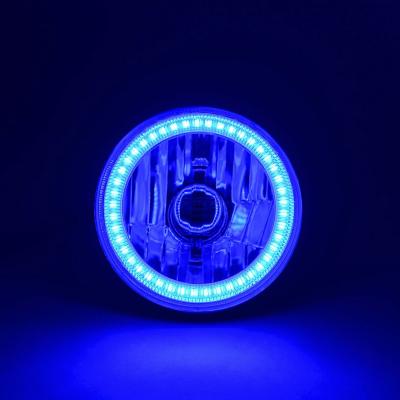 5 3/4 Inch SMD Blue LED Halo Halogen Bulb Headlight Angel Eye Crystal Clear Pair Octane Lighting