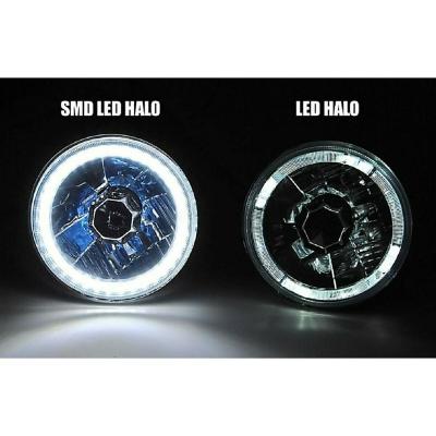 5 3/4 Inch Projector SMD White LED Halo Halogen Bulb Crystal Headlight Angel Eye Pair Octane Lighting