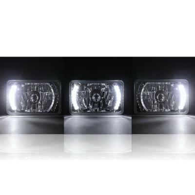 4X6 Inch White LED Split Halo Headlight Halogen Headlamp 60W Light Bulbs Pair Octane Lighting