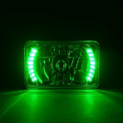 4X6 Inch Green LED Halo Angel Eye Headlight Halogen Headlamp 55/60W Light Bulbs Pair Octane Lighting