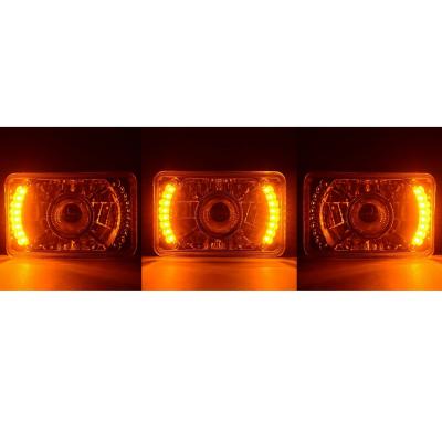 4X6 Inch Amber LED Halo Projector Headlight Halogen Headlamp 55/60W Light Bulbs Pair Octane Lighting