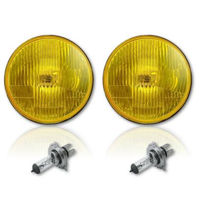 7 Inch H6024/6014 Yellow Amber Stock Glass Headlight H4 Clear Halogen Fog Light Pair Octane Lighting