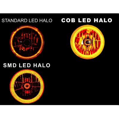7 Inch COB Amber LED Halo Angel Eye H4 Headlamp Headlight Halogen Light Bulb Pair Octane Lighting