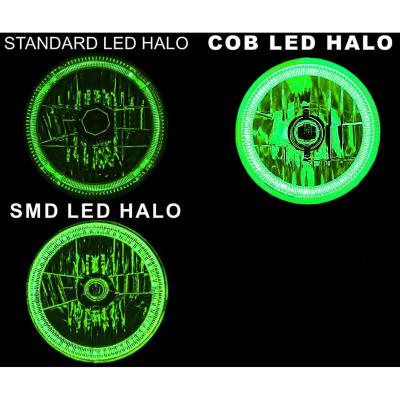 7 Inch Green COB LED Halo Angel Eye H4 Headlamp Headlight Halogen Light Bulb Pair Octane Lighting