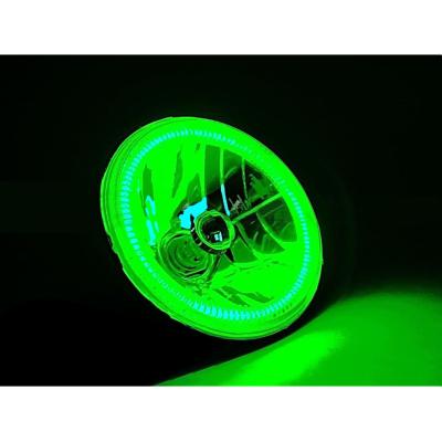 7 Inch Green COB LED Halo Angel Eye H4 Headlamp Headlight Halogen Light Bulb Pair Octane Lighting