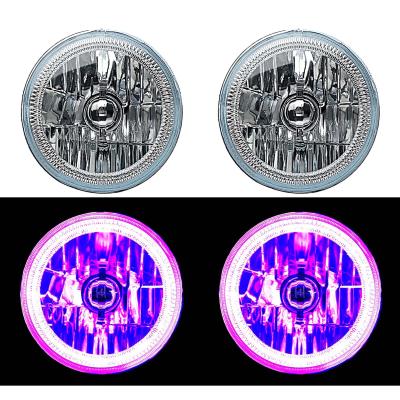 7 Inch Purple COB LED Halo Angel Eye 6k Headlamp Headlight Halogen Light Bulb Pair Octane Lighting