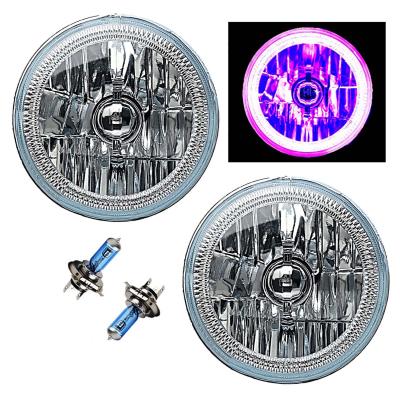 7 Inch Purple COB LED Halo Angel Eye 6k Headlamp Headlight Halogen Light Bulb Pair Octane Lighting