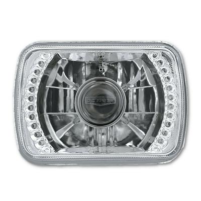 7X6 White LED Halo Projector Halogen Crystal Headlights Angel Eye Light H4 Bulbs Octane Lighting