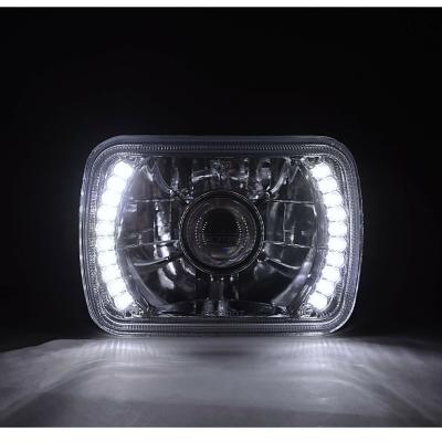 7X6 White LED Halo Projector Halogen Crystal Headlights Angel Eye Light H4 Bulbs Octane Lighting