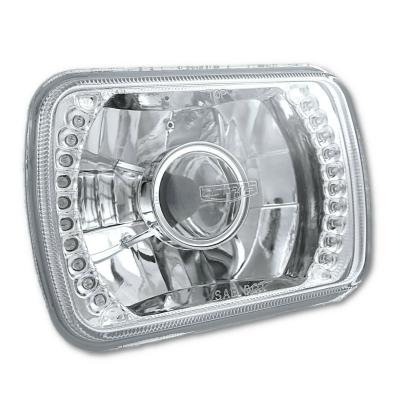 7X6 White LED Halo Projector Halogen Crystal Headlights Angel Eye Light H4 Bulbs Octane Lighting