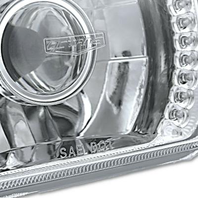 7X6 White LED Halo Projector Halogen Crystal Headlights Angel Eye Light H4 Bulbs Octane Lighting