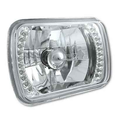 7X6 Green LED Halo Halogen Crystal Clear Headlights Angel Eye Light H4 Bulbs Pr Octane Lighting