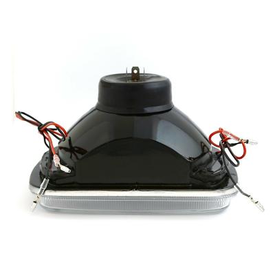 7X6 Amber LED Halo Halogen Crystal Clear Headlights Angel Eye Light H4 Bulbs Pr Octane Lighting