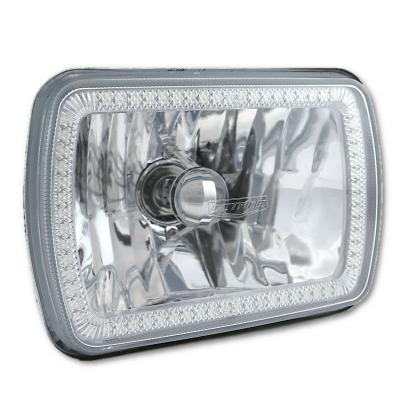 7X6 Inch Red SMD LED Halo Angel Eye Clear Headlight 55/60W Halogen Light Bulb Pair Octane Lighting