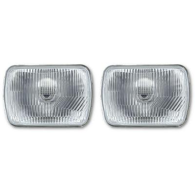 7X6 Stock Style Glass Lens / Metal Headlight H4 Halogen Light Bulb Headlamp Pair Octane Lighting