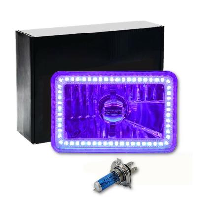 4X6 Purple SMD LED Halo Angel Eye Headlight Headlamp Halogen Light Bulbs Pair Octane Lighting