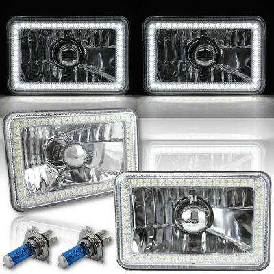 4X6 White SMD LED Halo Angel Eye Headlight Headlamp 60W Halogen Light Bulbs Pair Octane Lighting
