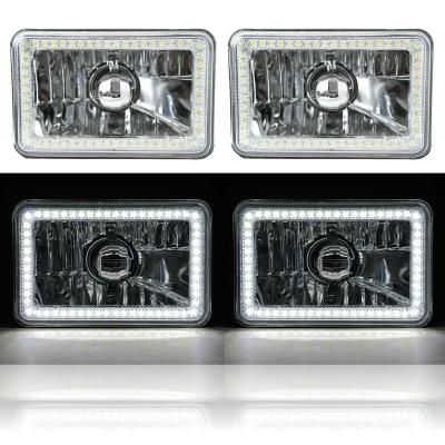 4X6 White SMD LED Halo Angel Eye Headlight Headlamp 60W Halogen Light Bulbs Pair Octane Lighting
