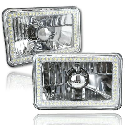 4X6 White SMD LED Halo Angel Eye Headlight Headlamp 60W Halogen Light Bulbs Pair Octane Lighting