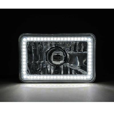 4X6 White SMD LED Halo Angel Eye Headlight Headlamp 60W Halogen Light Bulbs Pair Octane Lighting