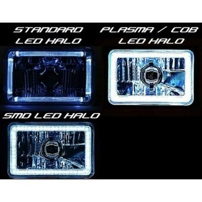 4X6 White SMD LED Halo Angel Eye Headlight Headlamp 60W Halogen Light Bulbs Pair Octane Lighting