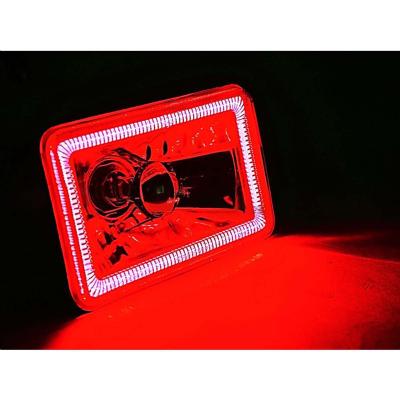 4X6 Inch Red LED COB Halo Crystal Glass/Metal Headlight Light Bulb Headlamp Pair Octane Lighting