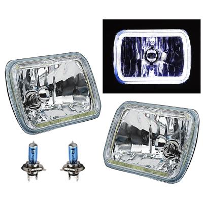 7X6 Inch White COB LED Glass/Metal Headlight 60w H4 Light Bulb Headlamp Pair Octane Lighting