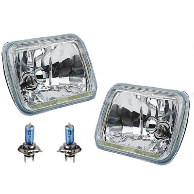 7X6 Inch White COB LED Glass/Metal Headlight 60w H4 Light Bulb Headlamp Pair Octane Lighting