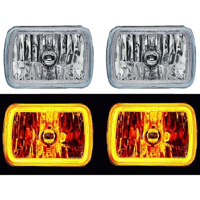 7X6 Inch Amber COB LED Glass/Metal Headlight Halogen Light Bulb Headlamp Pair Octane Lighting