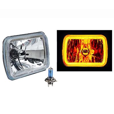 7X6 Inch Amber COB LED Glass/Metal Headlight Halogen Light Bulb Headlamp Pair Octane Lighting