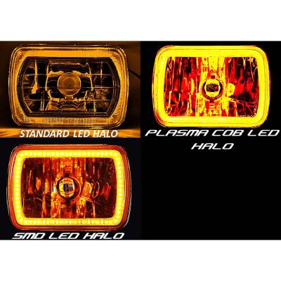 7X6 Inch Amber COB LED Glass/Metal Headlight Halogen Light Bulb Headlamp Pair Octane Lighting