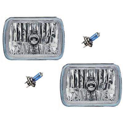 7X6 Inch Amber COB LED Glass/Metal Headlight Halogen Light Bulb Headlamp Pair Octane Lighting