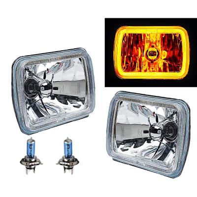 7X6 Inch Amber COB LED Glass/Metal Headlight Halogen Light Bulb Headlamp Pair Octane Lighting