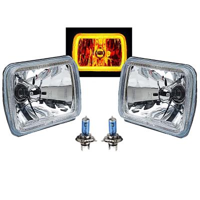 7X6 Inch Amber COB LED Glass/Metal Headlight Halogen Light Bulb Headlamp Pair Octane Lighting