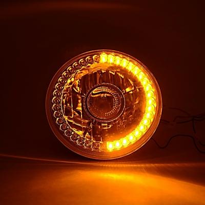 7 Inch Halogen Amber SC LED Halo Angel Eye Projector Headlight Light Lamp Bulb Pair Octane Lighting