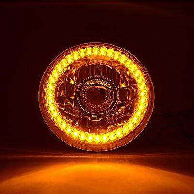 7 Inch Halogen Amber SC LED Halo Angel Eye Projector Headlight Light Lamp Bulb Pair Octane Lighting
