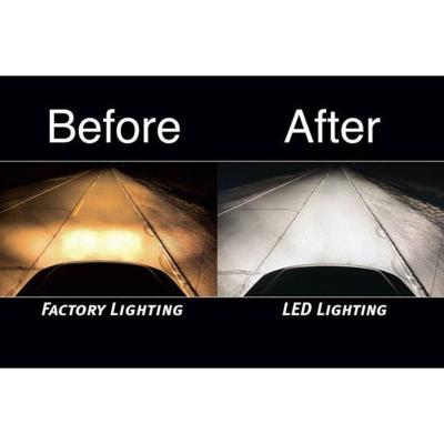 7 Inch Black Headlight White LED SC Halo Angel Eye Headlamp 6K LED Light Bulb Pair Octane Lighting