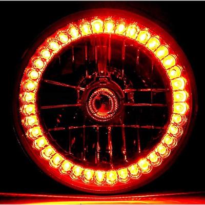 7 Inch Black Halogen Headlight Amber LED SC Halo Angel Eye Headlamp Light Bulb Pair Octane Lighting