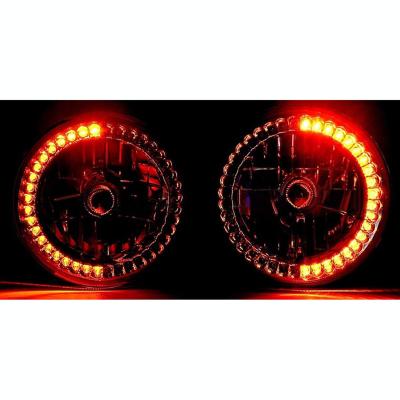 7 Inch Black Halogen Headlight Amber LED SC Halo Angel Eye Headlamp Light Bulb Pair Octane Lighting