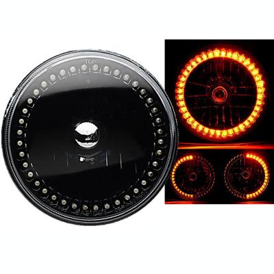 7 Inch Black Halogen Headlight Amber LED SC Halo Angel Eye Headlamp Light Bulb Pair Octane Lighting