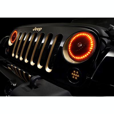 7 Inch Black Halogen Headlight Amber LED SC Halo Angel Eye Headlamp Light Bulb Pair Octane Lighting