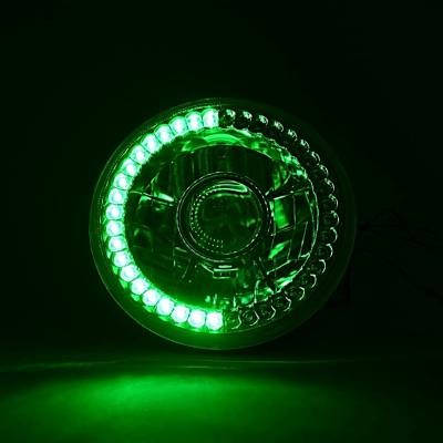 7 Inch Halogen Green SC LED Halo Angel Eye Projector Headlight Light Lamp Bulb Pair Octane Lighting