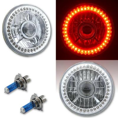 7 Inch Halogen Red SC LED Halo Angel Eye Projector Super White Xenon Light Lamp Bulb Pair Octane Lighting